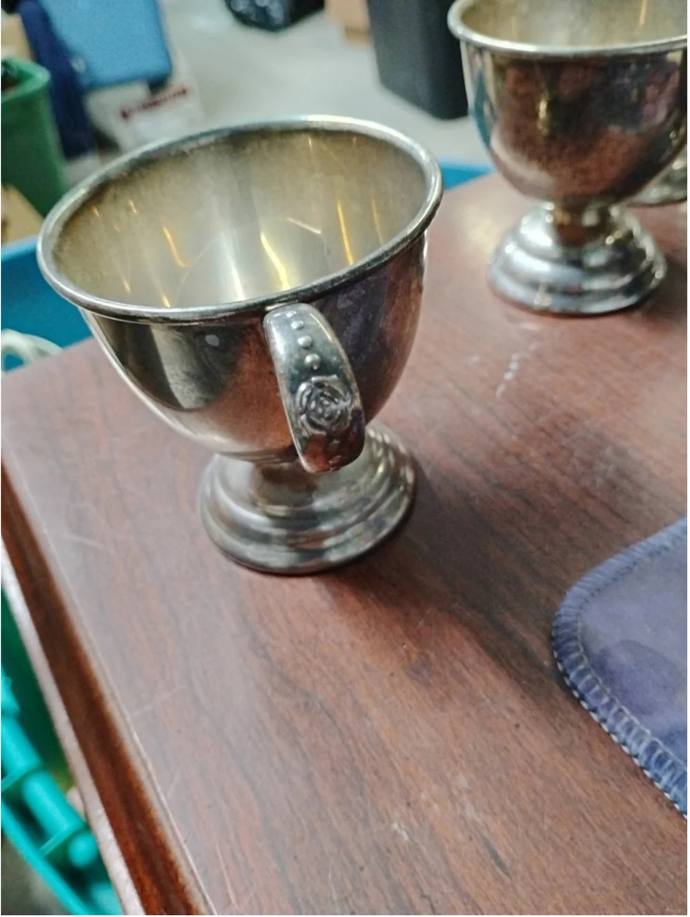Vintage Nickel Silver Footed Tea Cup Silverplate Barware From Japan 3